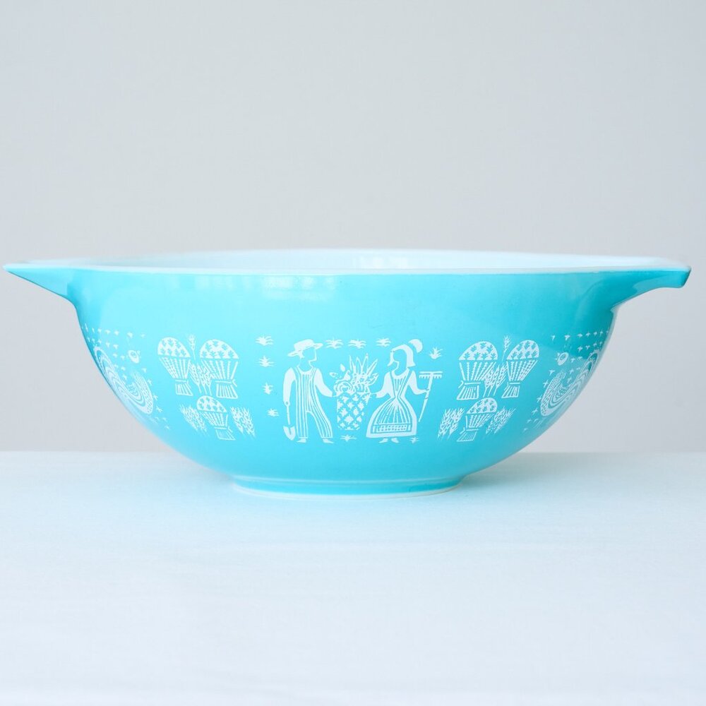 Vintage PYREX Amish Butterprint Bowl Cinderella Mixing 4 Ot Turquoise USA 444